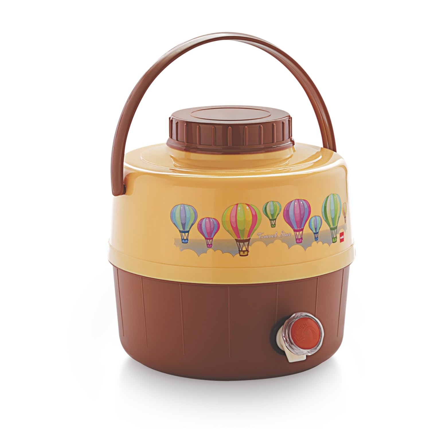 CELLO Travel Star Thermos Water Jug for Travel 7.5L Beige | Easy to Fill, Easy to Carry with Handle, Keeps Water Cold fo