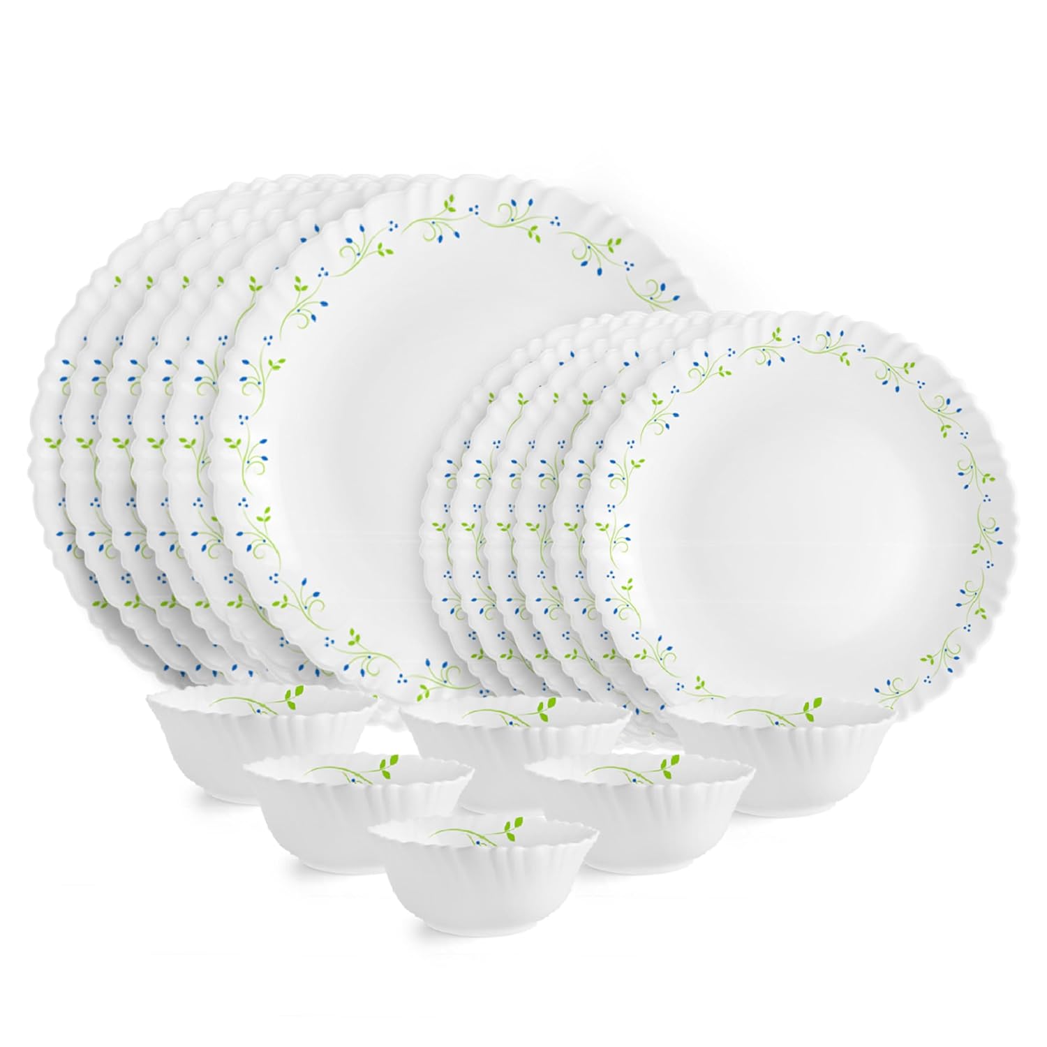 CELLO Tropical Lagoon Dazzle Series Opalware Dinner Set of 18 Pieces For Family of 6