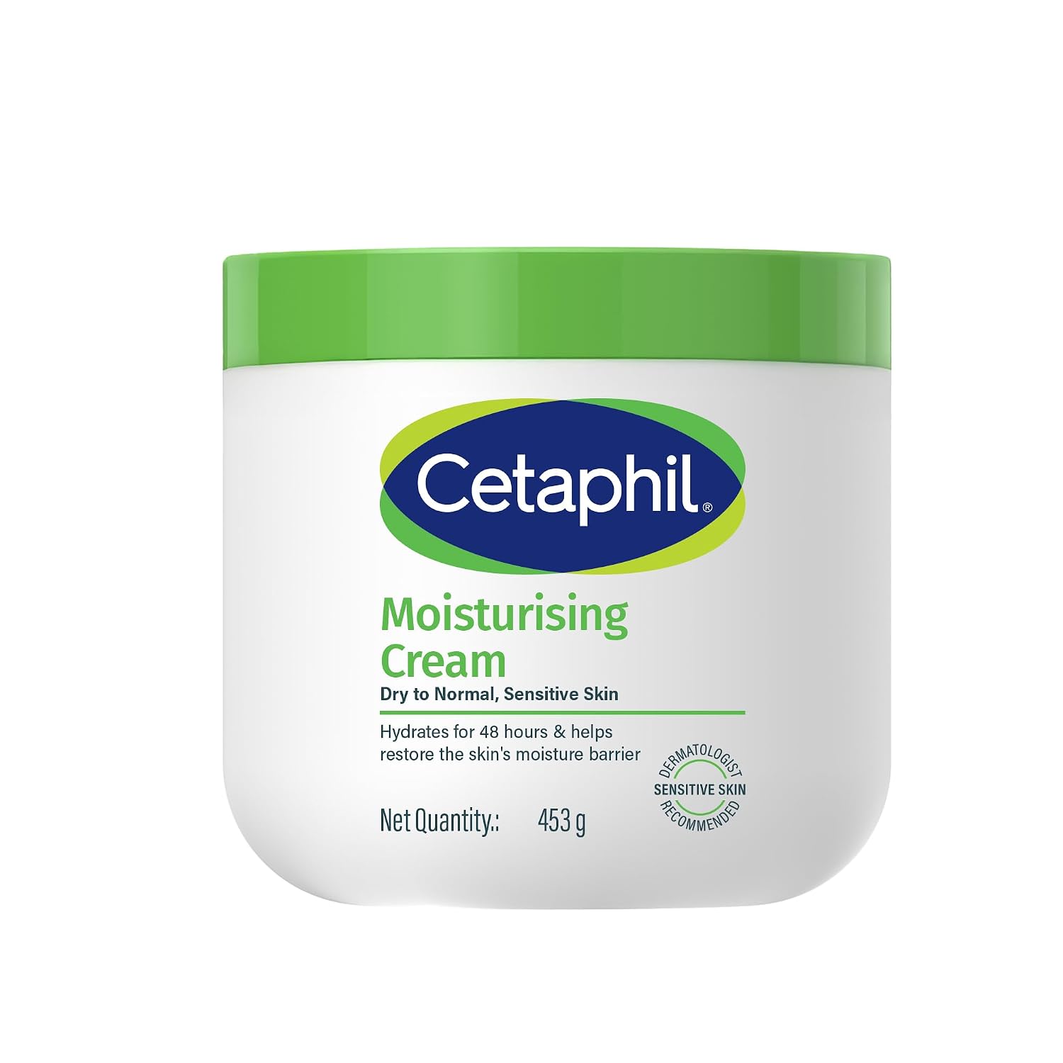 Cetaphil Moisturising Cream 453 g for Dry & Sensitive Skin | 48H Hydration with Almond Oil, Niacinamide & Panthenol