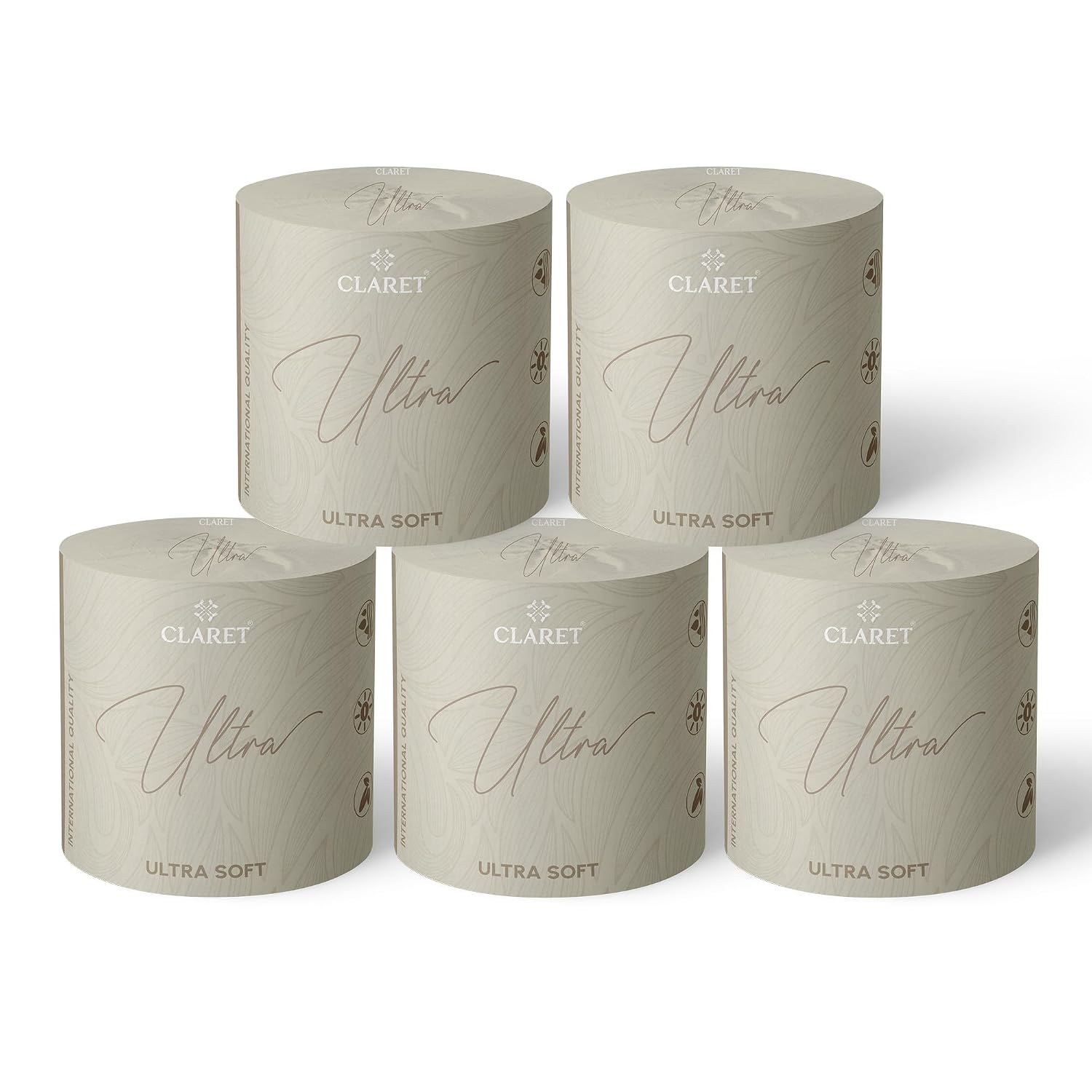 Claret Ultra Soft 3-Ply Virgin Pulp Toilet Rolls | 300 Pulls Each Skin-Friendly | (Pack Of 5 Rolls)