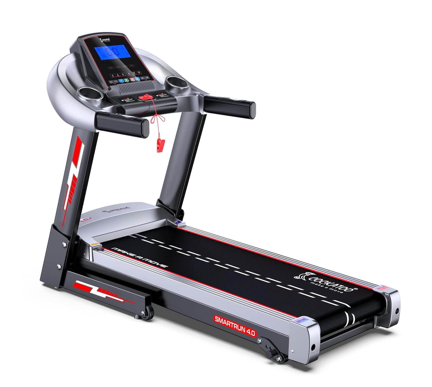 Cockatoo SmartRun 4.0 4HP Peak DC Motorized Treadmill for Home, With 3 Level Manual Incline, Max Speed 14 Km/Hr, Max Use