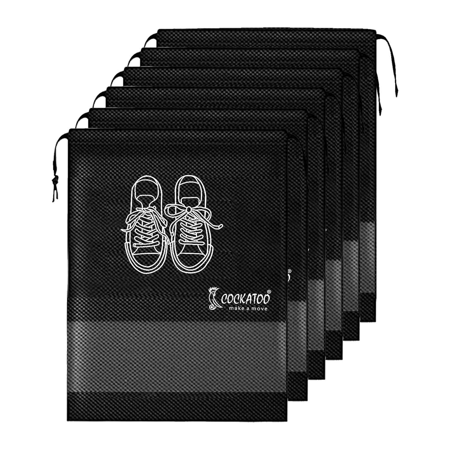Cockatoo Travel Shoe Bags Pack of 6 | Reusable Shoe Cover Pouch & Home Storage Organizer for Men & Women
