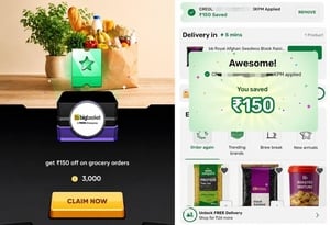 CRED x BIGBASKET Rs. 150 OFF (user specific)