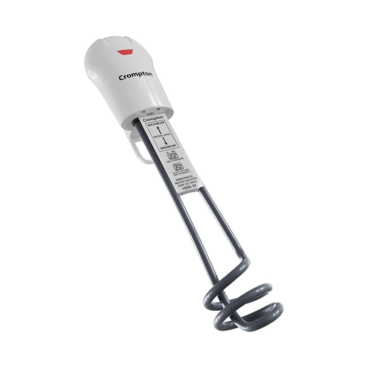 Crompton 1000W Superfast heating Immersion Rod| Anti-Scale technology| 100% Shock Proof| IP 68 Protection| 3 Yrs Warrant