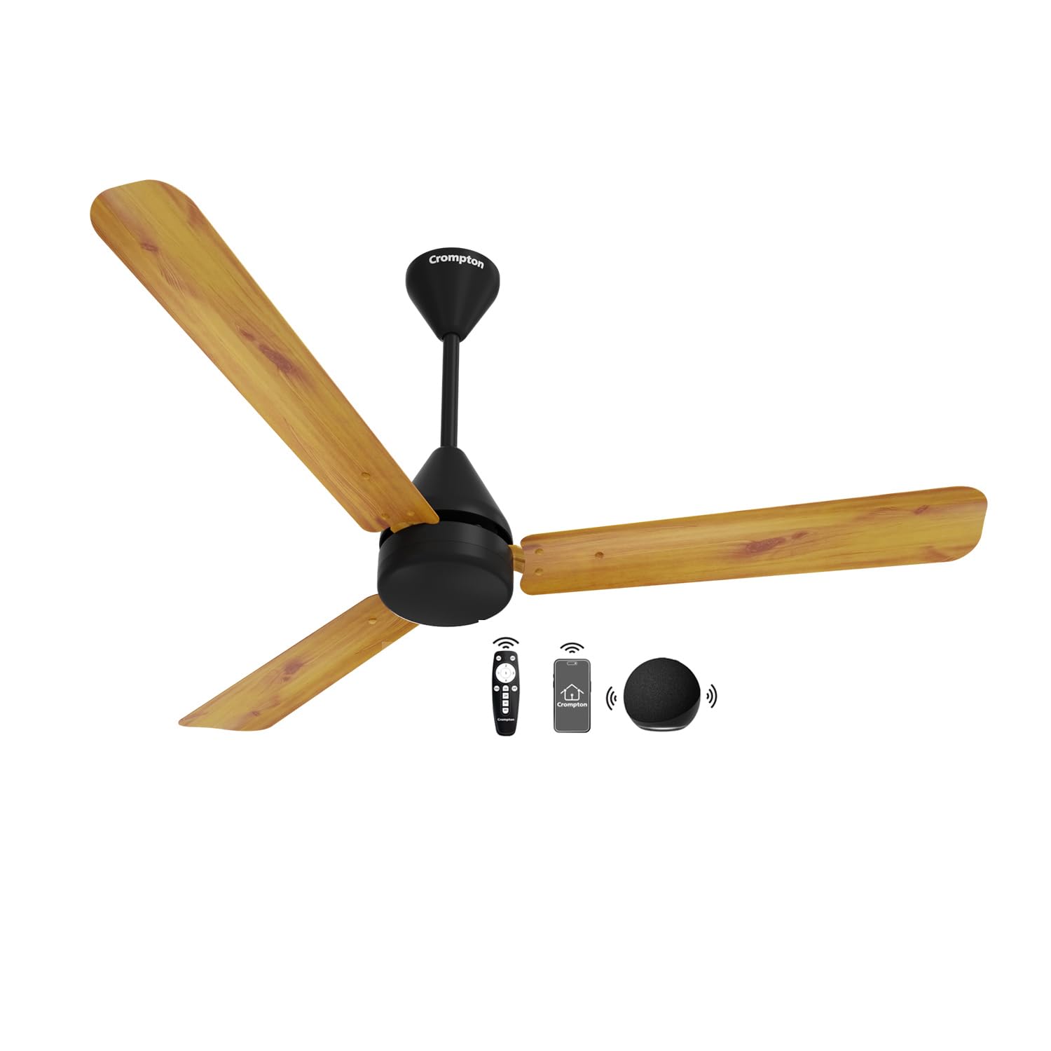 Crompton Energion Hyperjet 1200mm Smart BLDC Ceiling Fan with Remote, Wi-Fi & Alexa Support (5 Star, Light Pinewood)