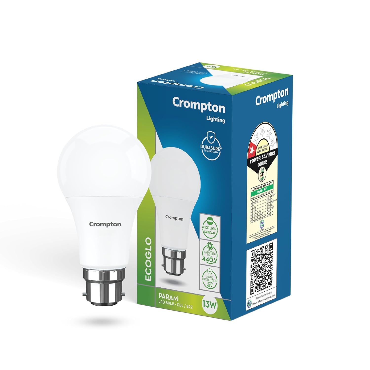 Crompton Param 13W Round B22 LED Cool Day Light