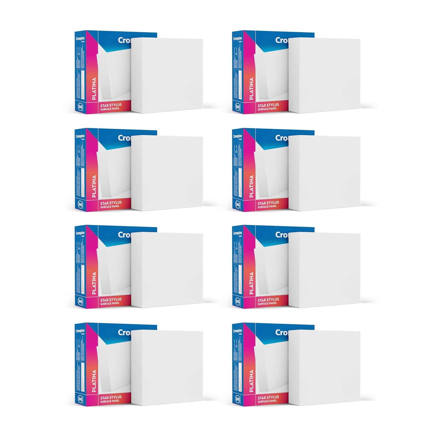 Crompton Platina Star Stylus Surface Panel 6W Square Warm White | Pack of 8 | No False Ceiling Required, Outer Dimension