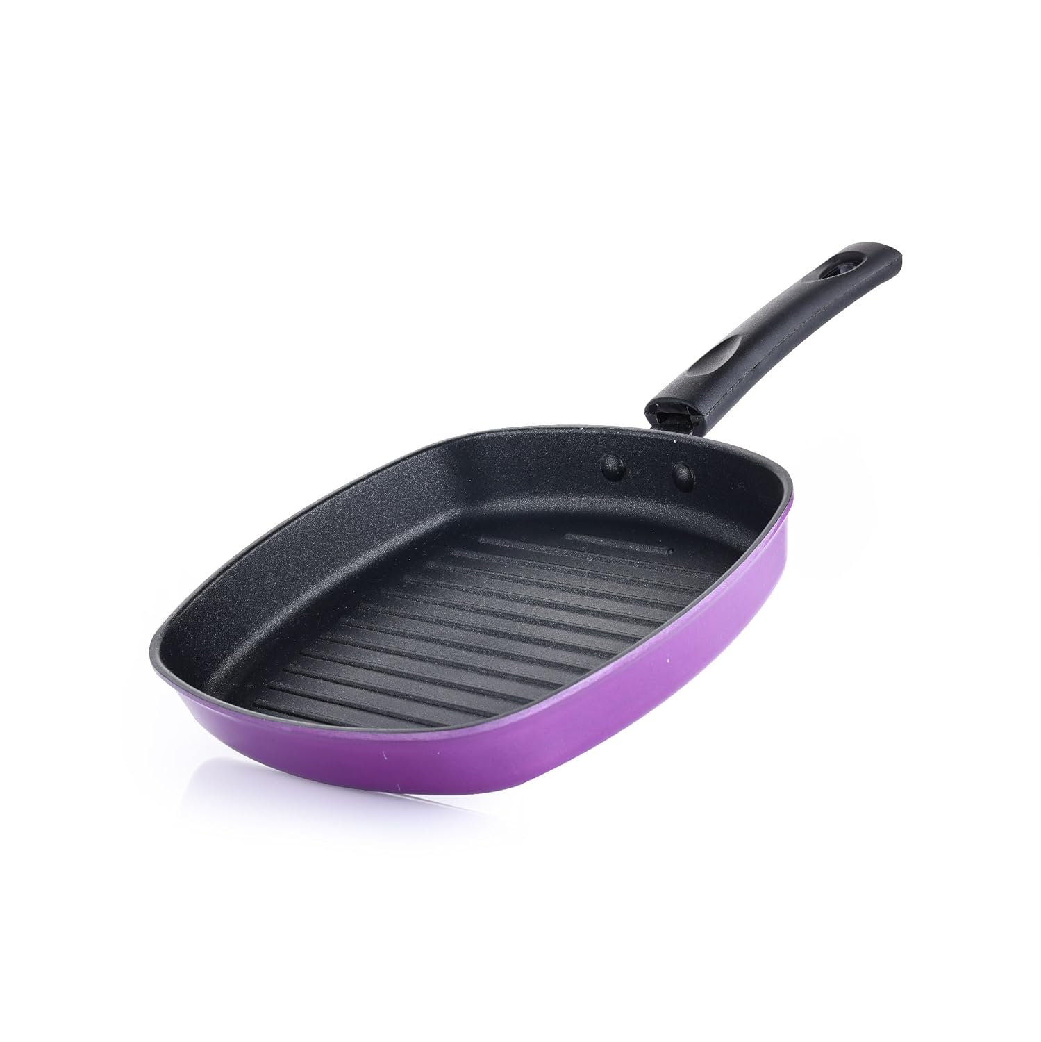 Crystal Aluminium Non Stick Grill Pan 225 mm for Kitchen | PFOA and Chemical Free | Low Oil Cooking | Gas Stove Compatib