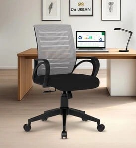 Da URBAN Tulip Mesh Mid Back Revolving | Ergonomic Chair Grey