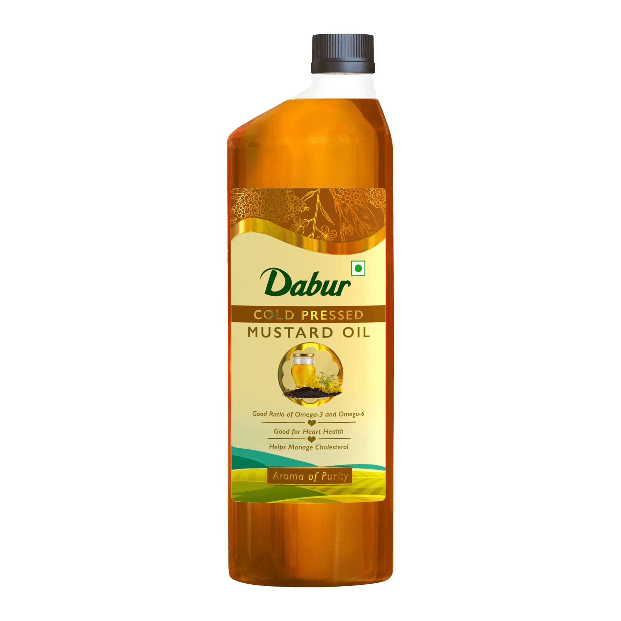 Dabur Cold Pressed Mustard Oil | Rich in Omega 3 | Healthy, Pure & Flavorful Cooking Oil - Pack of 3 ( 1L )