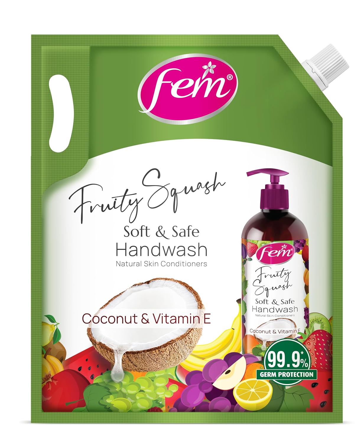 DABUR Fem Fruity Squash Soft & Safe Handwash - 1500Ml (SNS:120/-)