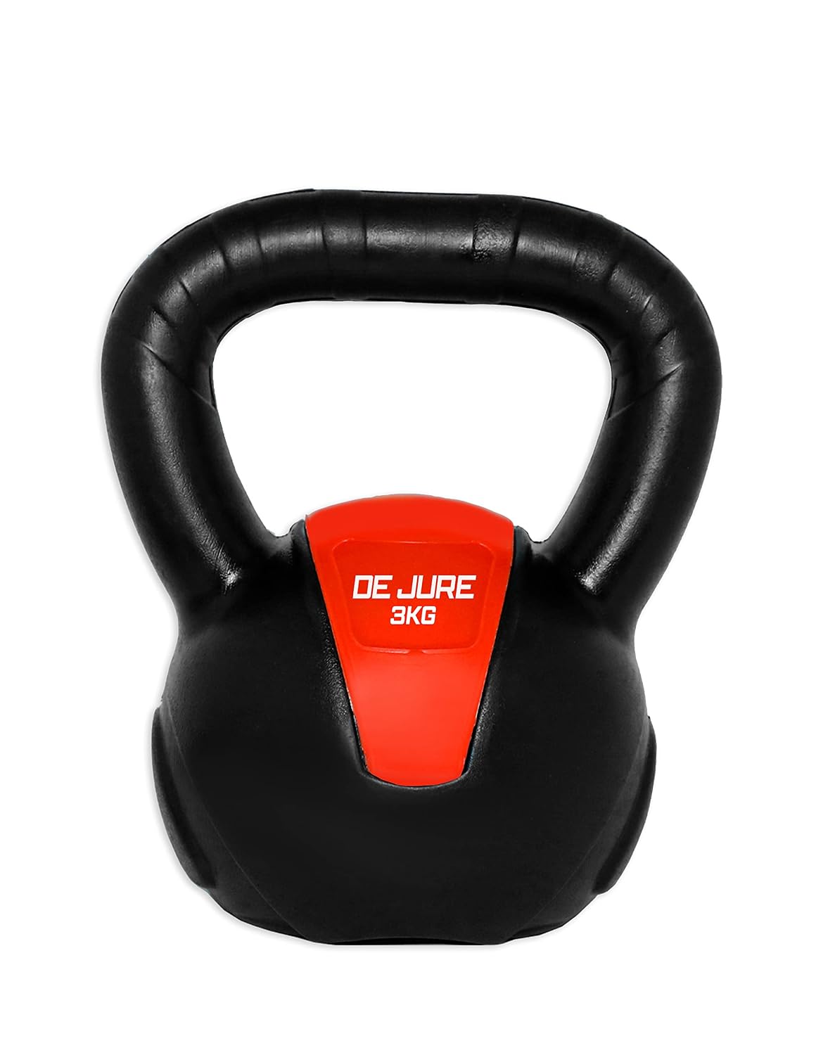 De Jure Fitness PVC Kettlebell 3kg for Men & Women Strength & Cardio Training, Soft Grip, Crushed Concrete Filled, Full