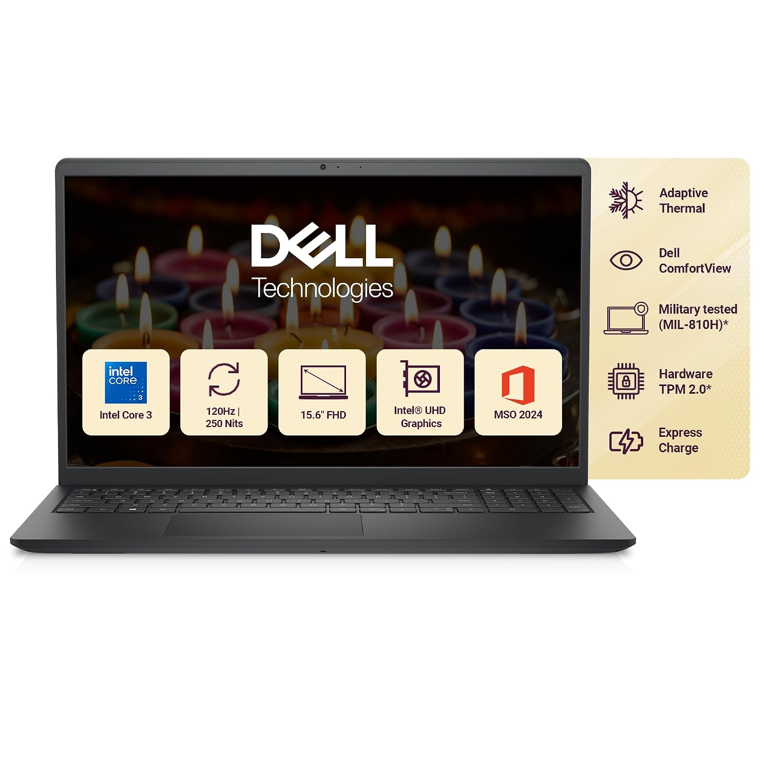 Dell 15 (Previously Inspiron) Laptop, 14th Gen Intel Core i3/Core 3 100U Processor