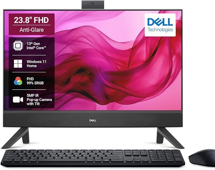 Dell 24 AIO, 13th i5, 8GB RAM DDR5 512GB SSD,Intel Graphics, 23.8" FHD AG,IPS, 99% SRGB, Win 11+MSO'24+O365
