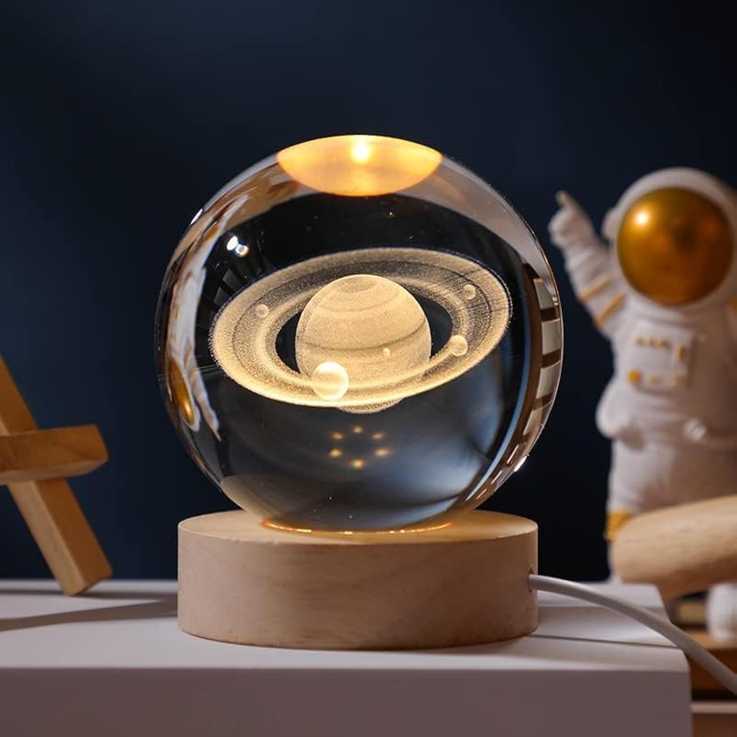 Desidiya 3D Saturn Crystal Ball Night Lamp, Crystal Ball Night Light