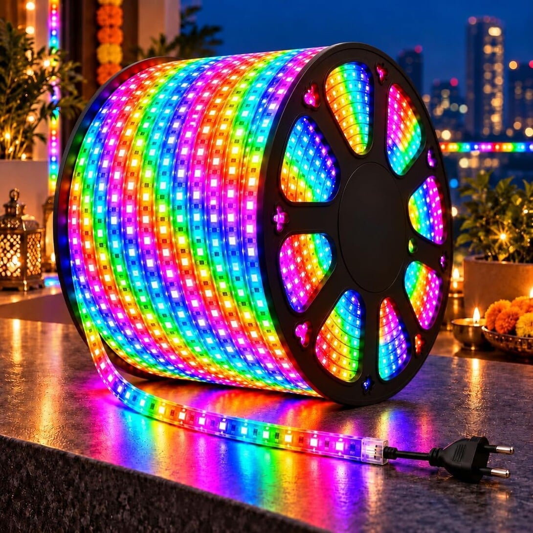Desidiya LED Rope Light 100 Meter Multicolor | Decorative Lighting for Diwali, Dhanteras & Festive Home Decor | Flexible