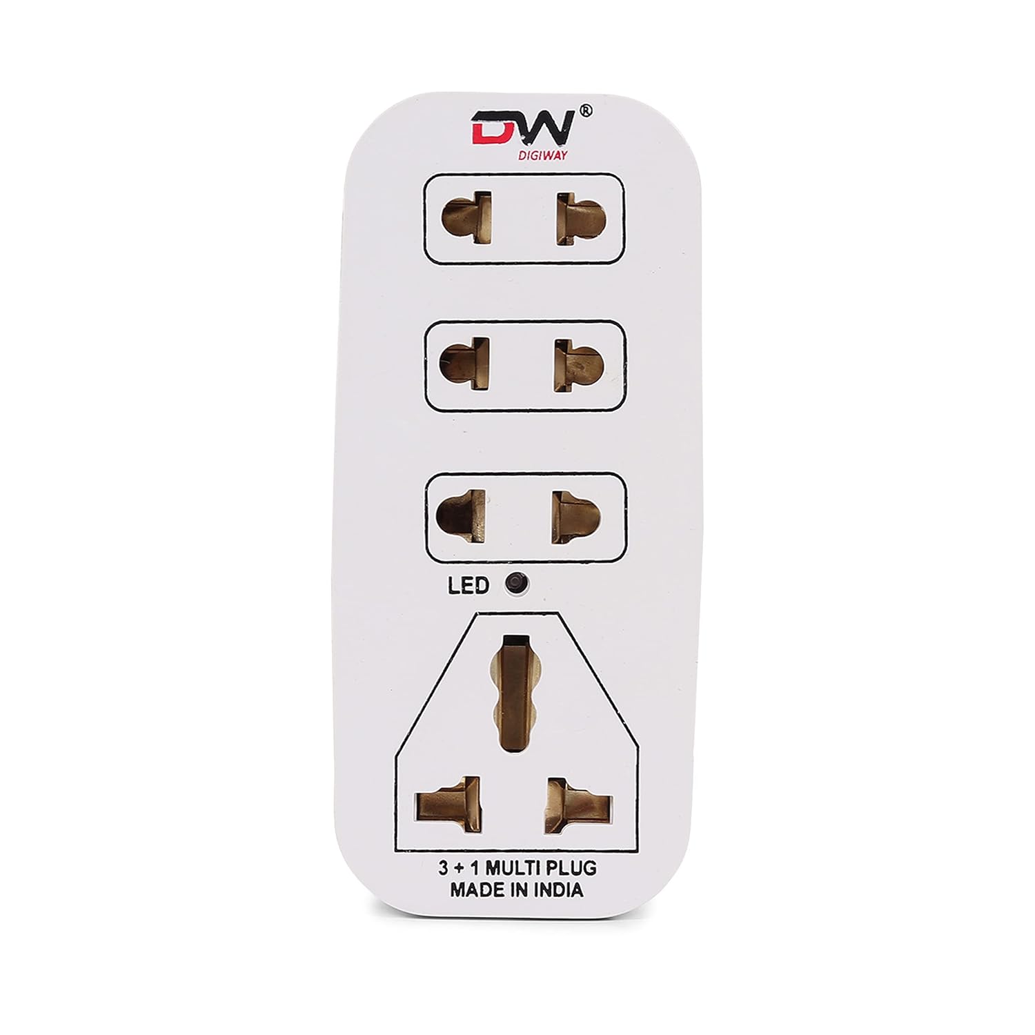 Digiway 3 + 1 Multiplug with LED Indicator, 4 Universal sockets, (Beige_Pack of 1)