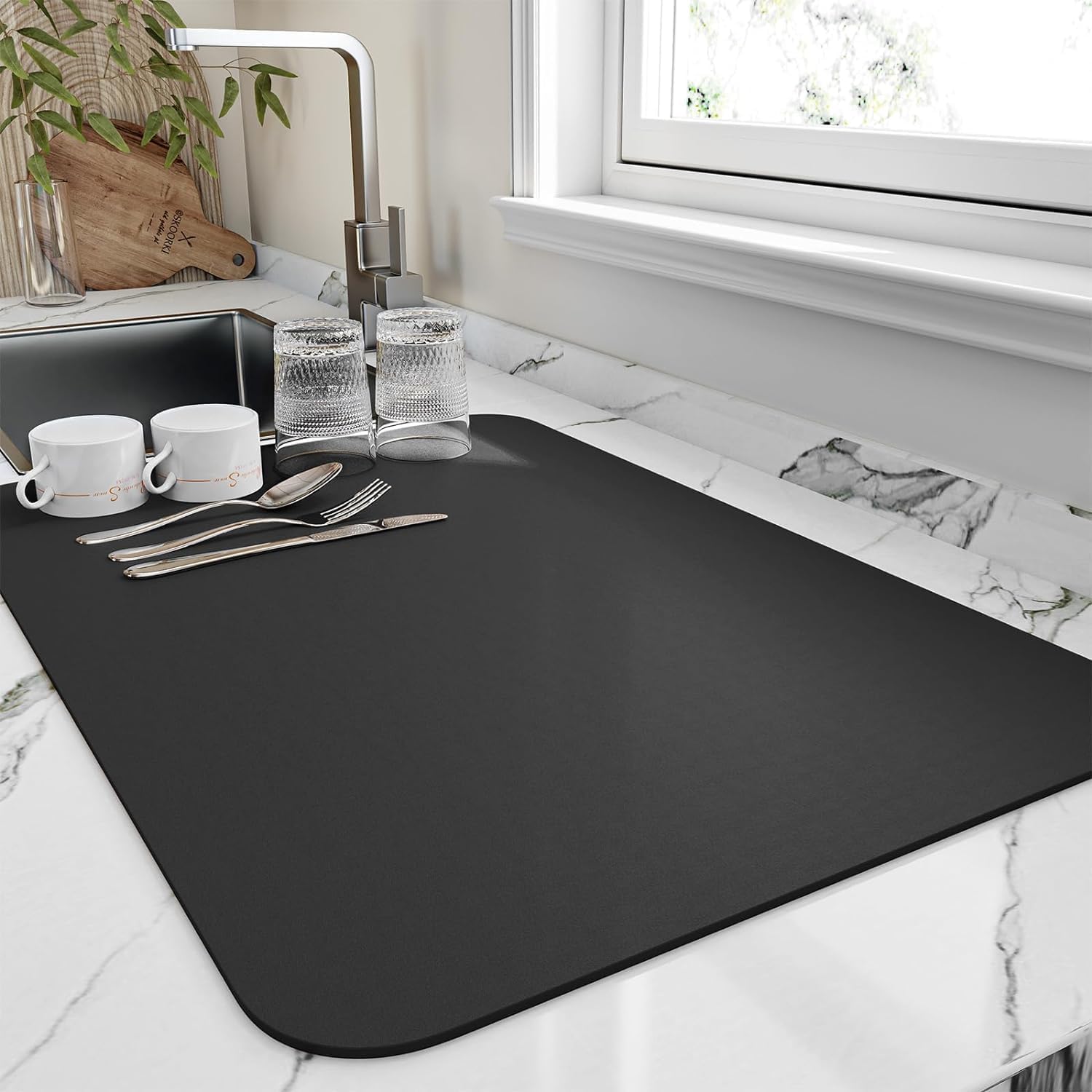 Dish Drying mat for Kitchen Water Absorbent mats for Kitchen Utensils Large Dry mat for Kitchen Utensils Drying mat Wate