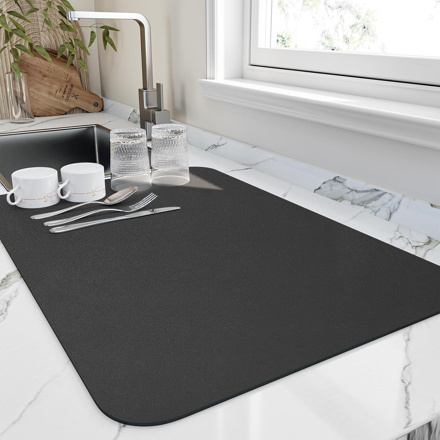 Dish Drying Mat Large - Water Absorbing Mat for Kitchen, Kitchen Drying Mat for Wet Utensils, Drying Mat for Kitchen Ute