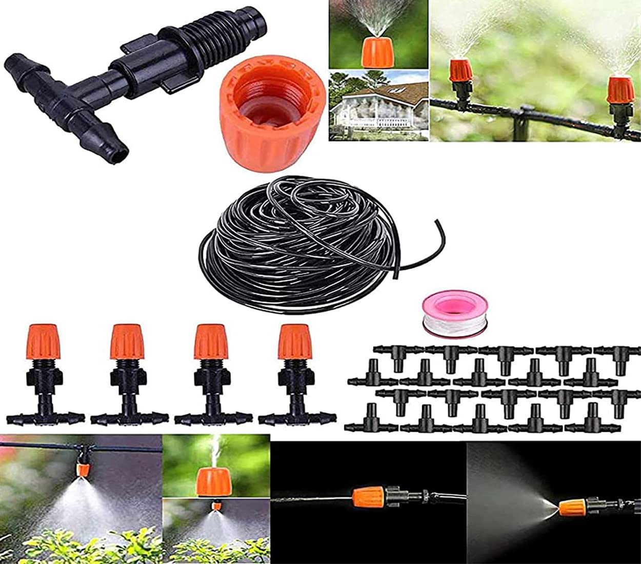 DIY Crafts Drip Irrigation for Greenhouse Cross Water Nozzle Sprinkler Misting Garden Sprinklers 1/4 Hose Water Cooling