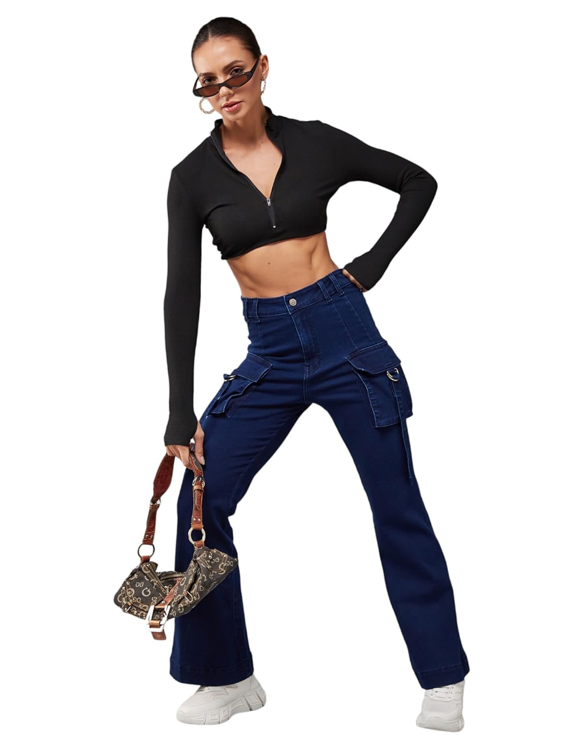 Dolce Crudo Boot Cut High Rise Cropped Jeans for Women