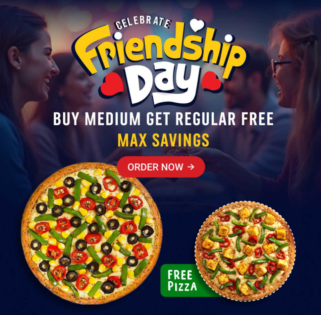 Domino's: Friendship Day Special - Buy Medium Pizza & Get Regular Pizza FREE
