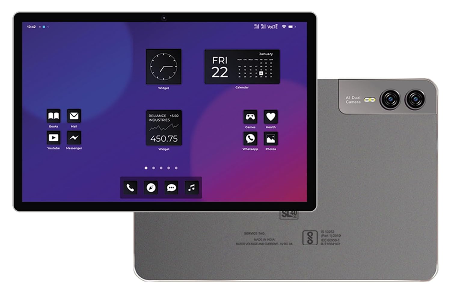 DOMO Slate SL40 2C Tablet for Students Foundation Exams, 10 Inch Android Tablet, IPS Display