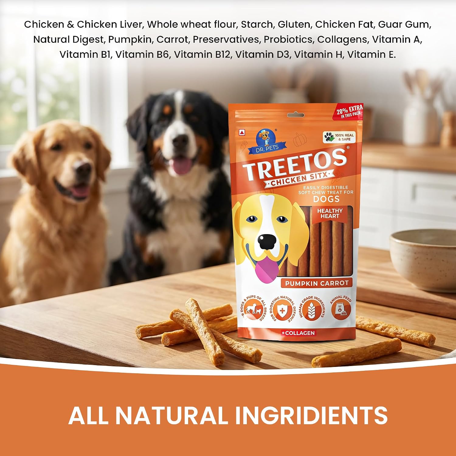 Dr. Pets Pack of 10 Pumpkin Carrot Dog Chew Sticks, Dental Stick [Apply coupon]