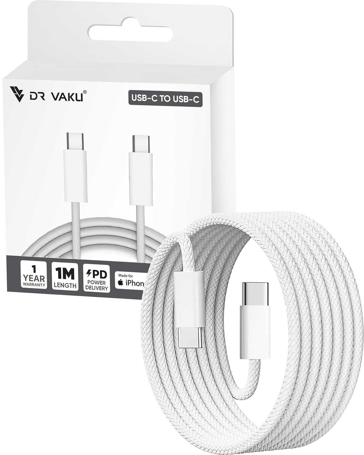 DR VAKU MFi Certified Type C to C Cable | iPhone 17/16/15 | Samsung Galaxy S24/S23