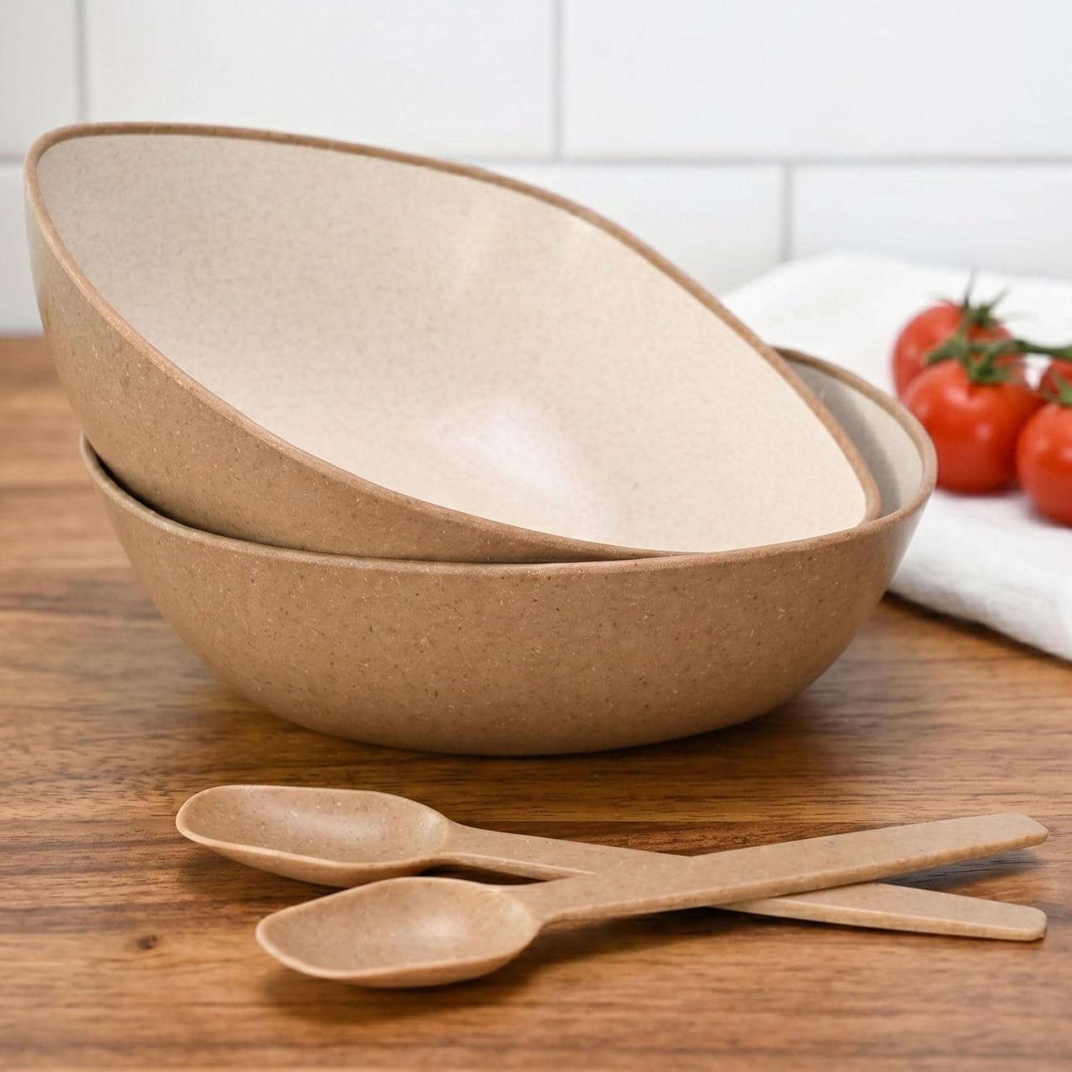 Eha Set of 2 Earth-Friendly Multipurpose Bowls for Kitchen with Spoons | 750 ml