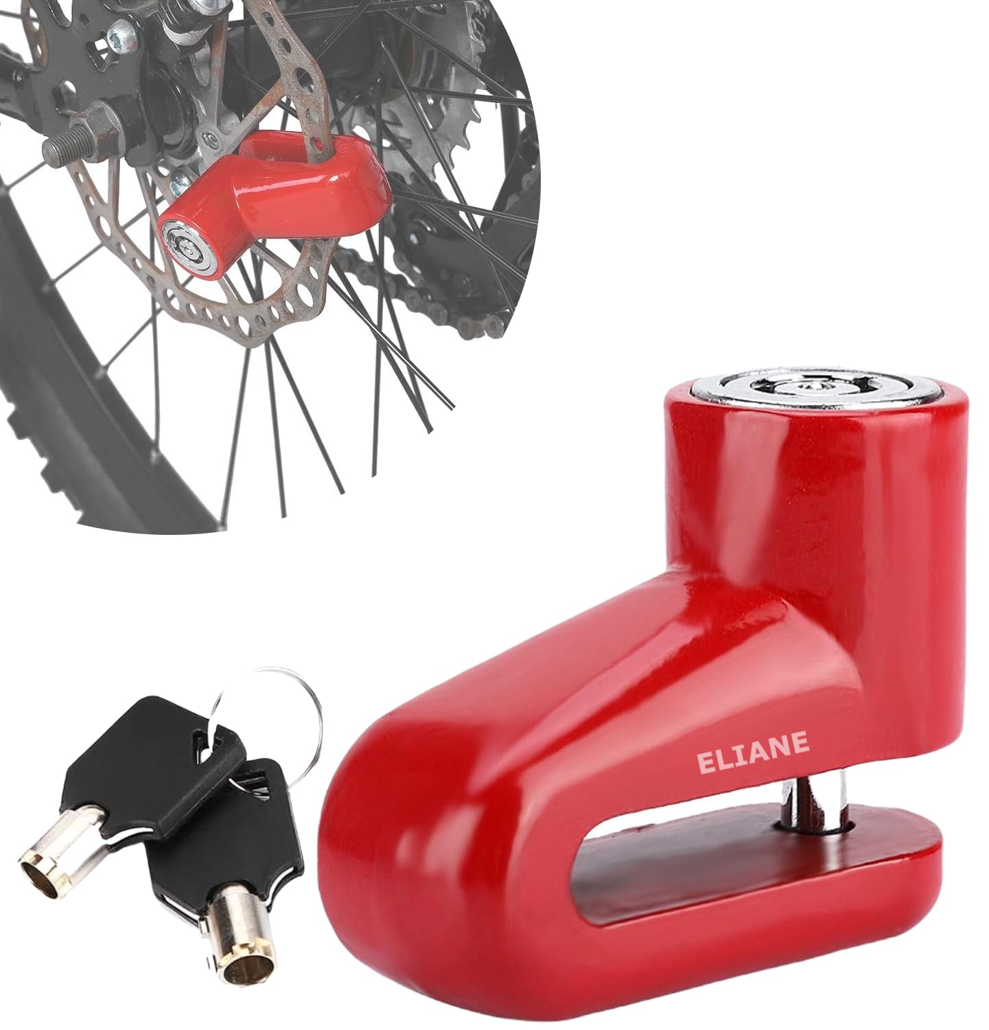 Eliane Disc Lock Motorcycle Brake Anti-Theft Waterproof for Motorcycles Bike Scooter Stainless Steel Heavy Duty Painted