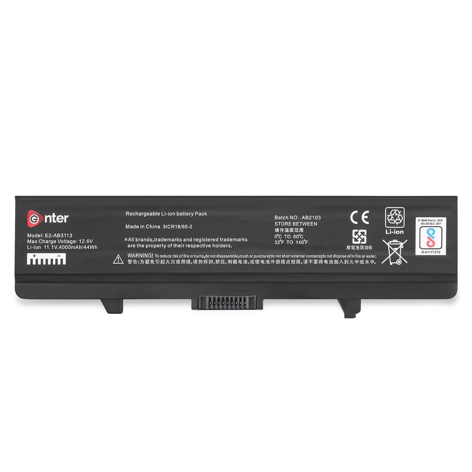 Enter 11.1V 4000mAh/44Wh 6-Cell Li-Ion Laptop Battery for Dell Inspiron 1525, 1526,(Y823G) Models Black