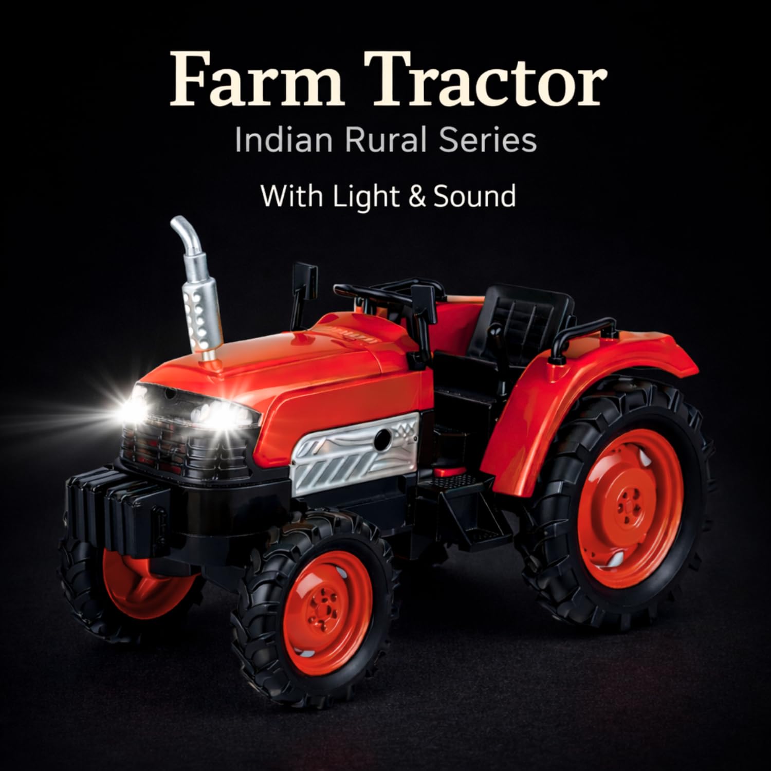 Farm Tractor Toy for Kids with Lights & Sound| Push-Back Action Farming Vehicle| Durable ABS Plastic Tractor Toy for Boy