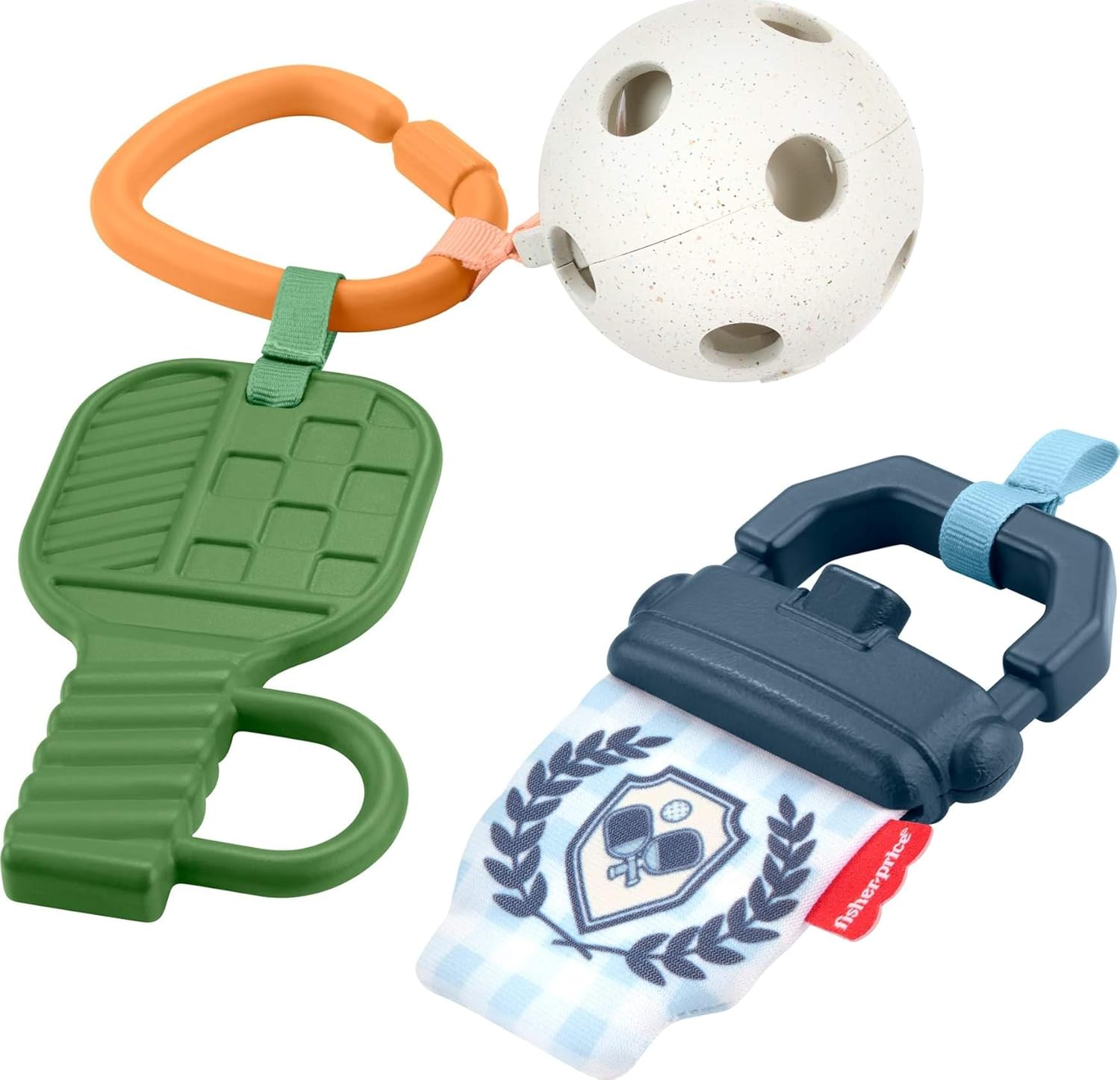 Fisher-Price Baby Toys Mini Me Moments Let's Play Pickleball Set, 3 Sports-Themed Sensory Activities for Newborns Ages 3