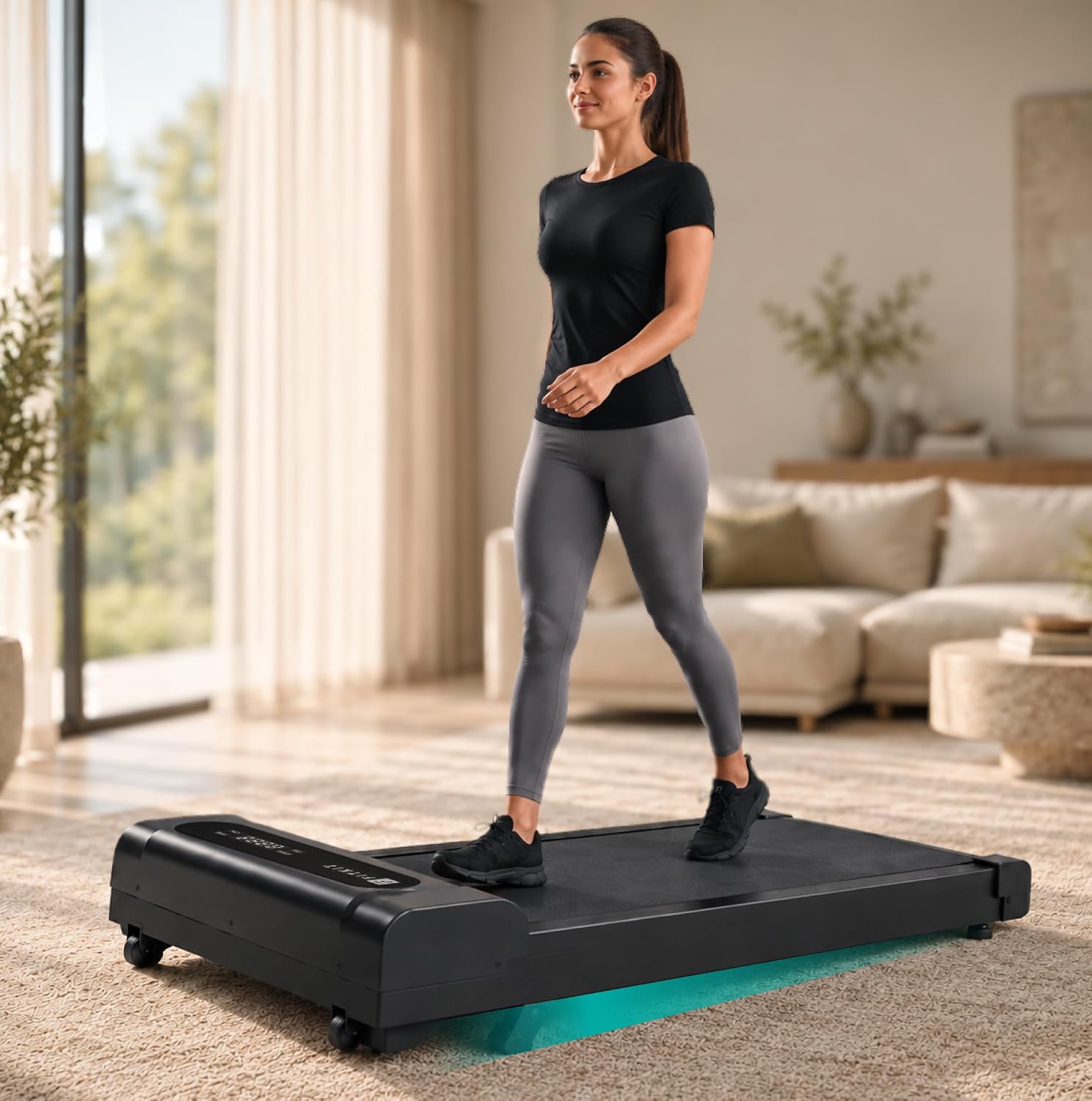Fitkit by Cult Walking Pad Neo (BLDC 3.5HP Peak Power) Compact Under Desk Motorised Treadmill | Max Weight: 120kg | LED