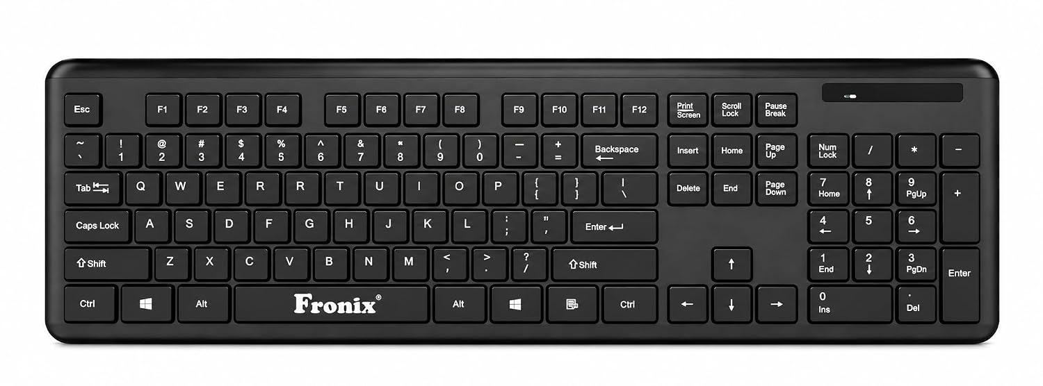 FKW501 Full Size Wireless Computer Keyboard with 1 Led Function | Black | 104-keys
