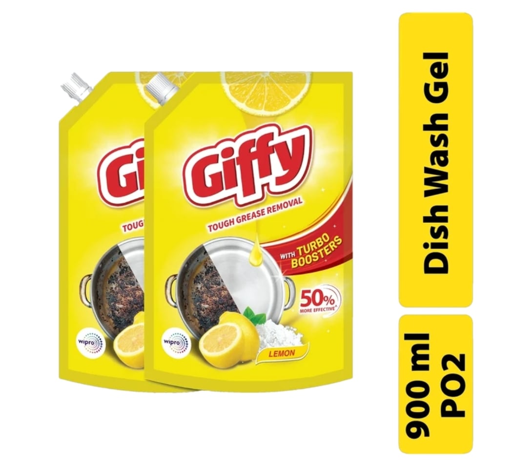 Flipkart Minutes-Giffy Concentrated Liquid Dish Wash Gel with Active Salt & Lemon Dish Cleaning Gel (2 x 900 ml)(locatio