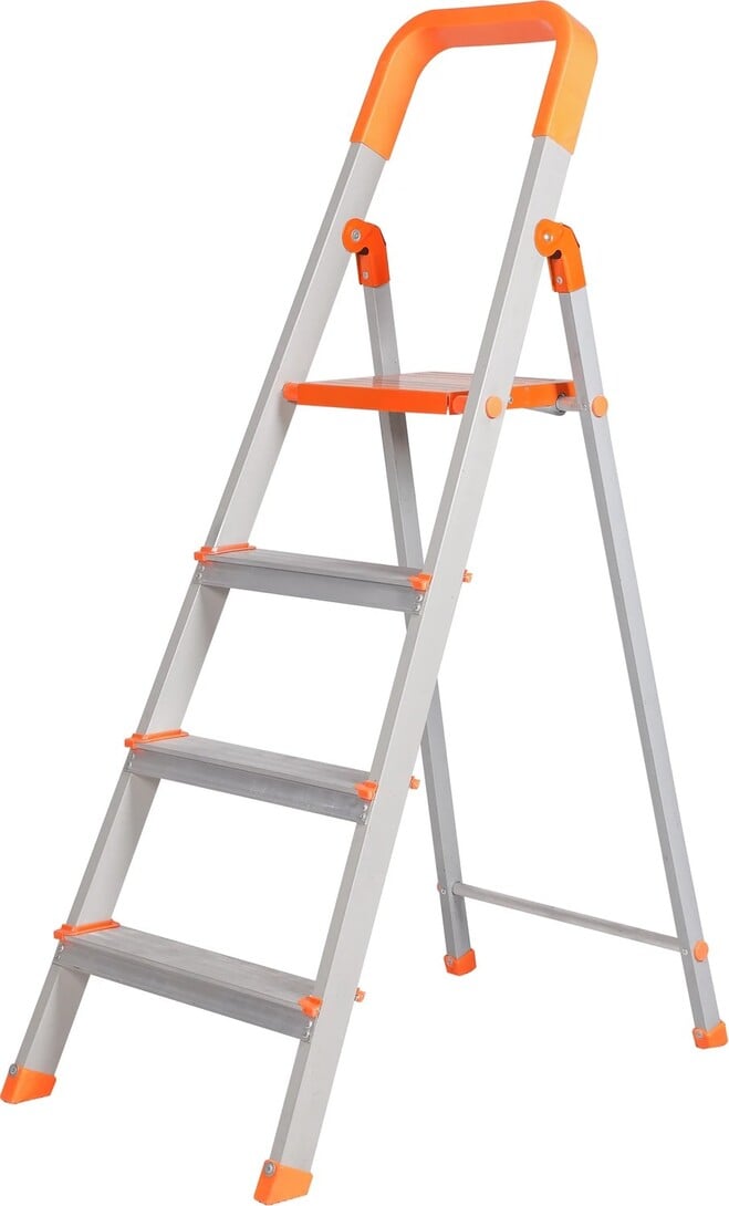 Flipkart SmartBuy Heavy Duty Hybrid Aluminum Step -4 Step Powder Coated Section Ladder for Home Steel Ladder (With Platf