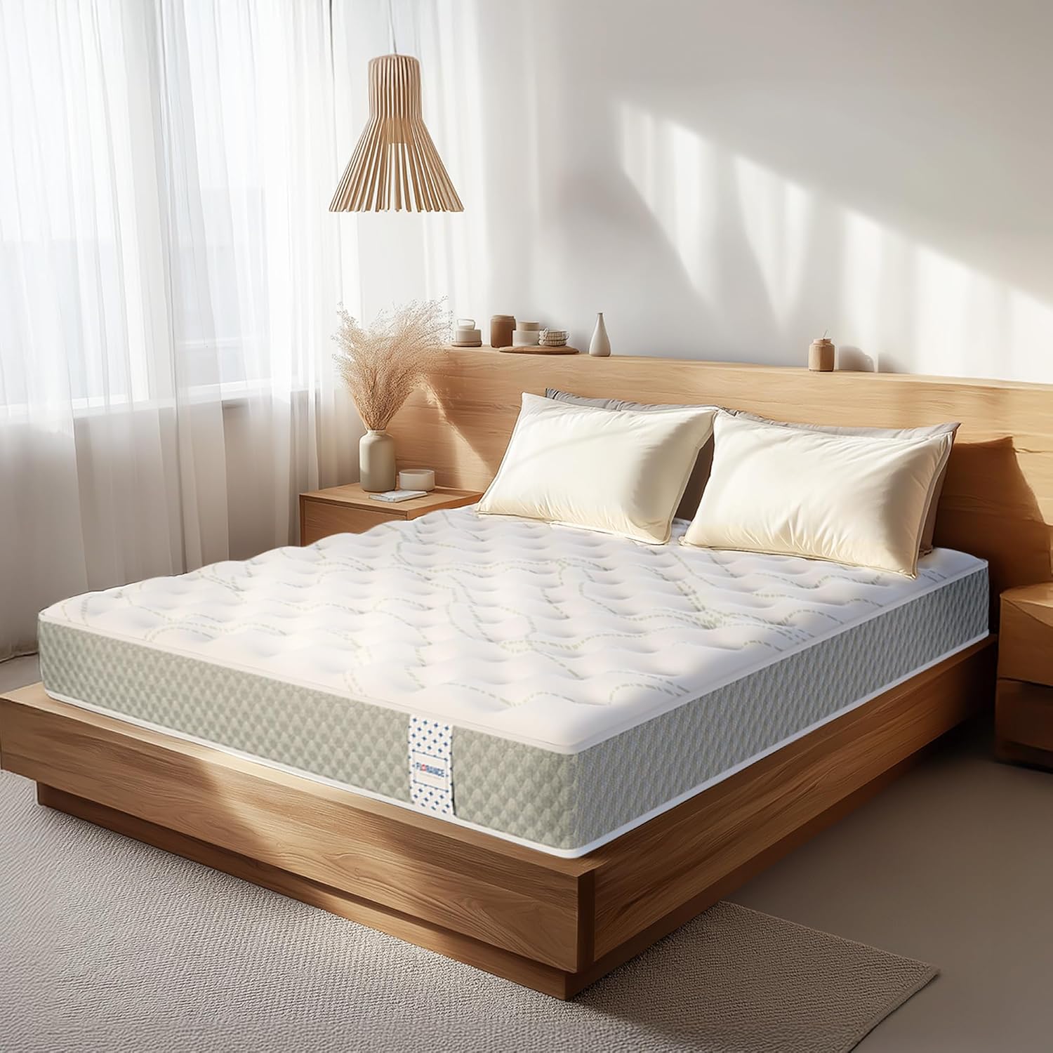 Florance Pincore Latex Mattress with 7-Zone ErgoContour Foam, Medium-Firm, Pressure Relief, Oeko Tex Certified Fabric, Q