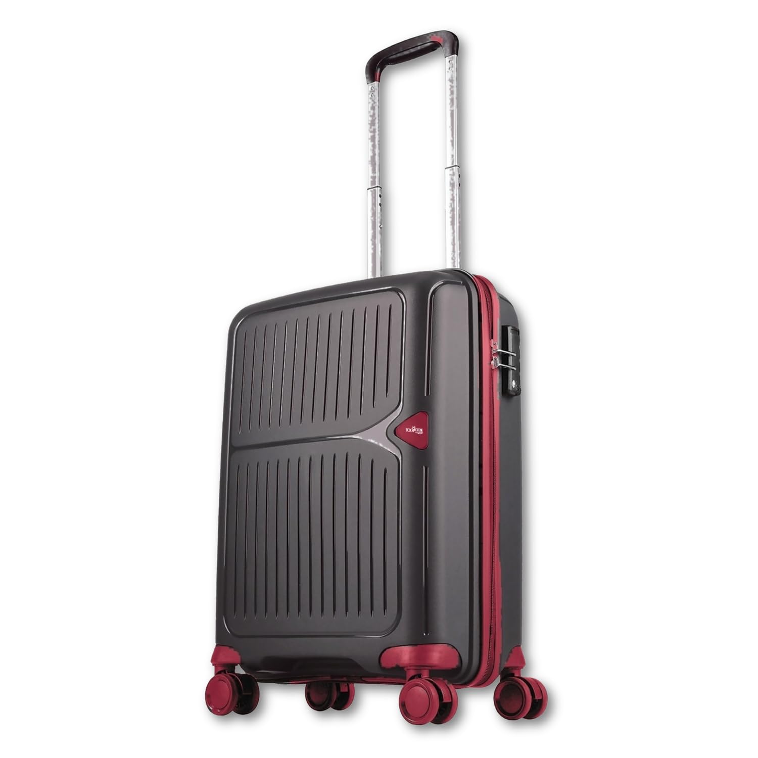 Footloose by VIP Head Spin 8-Wheel Cabin Hard Case Trolley Bag (Brown) | Lightweight Polypropylene Luggage with Combinat