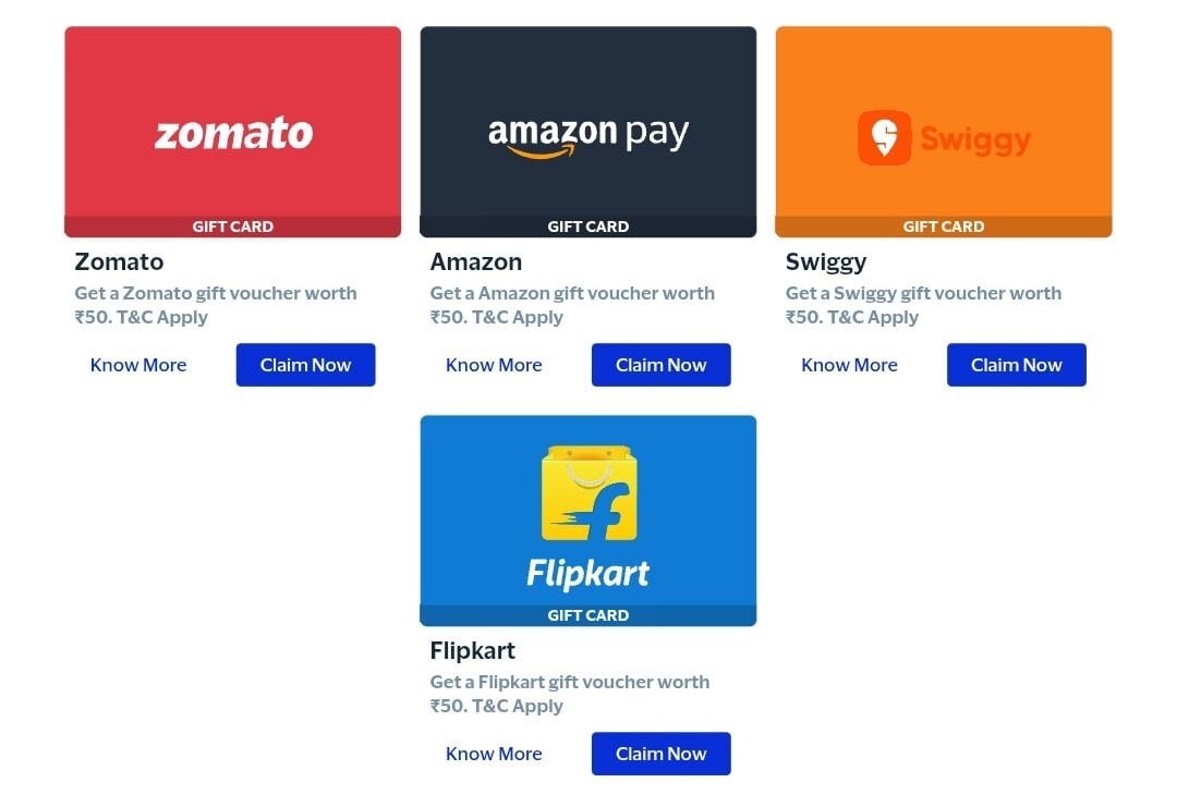 Free Rs. 50 Gift Card | Amazon, Flipkart, Zomato or Swiggy