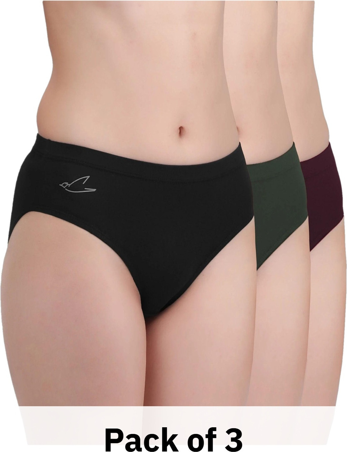 FREECULTR Pack of 3 Women Hipster Black, Green, Maroon Panty
