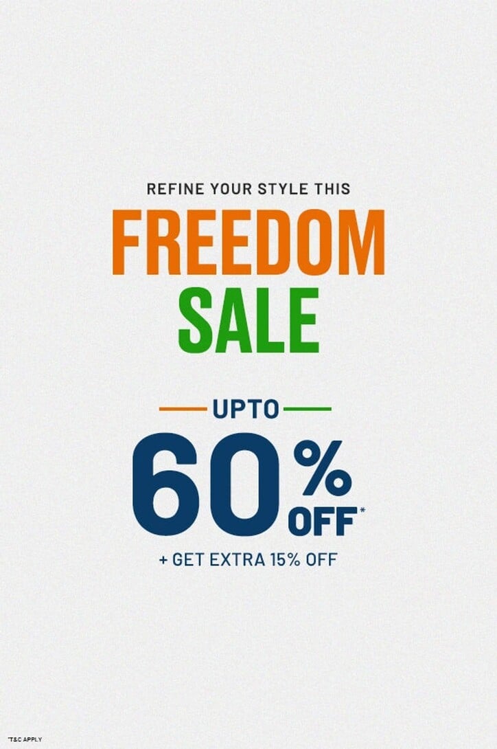 Freedom Sale 26 is Live | Upto 60% Off + Flat 15% off