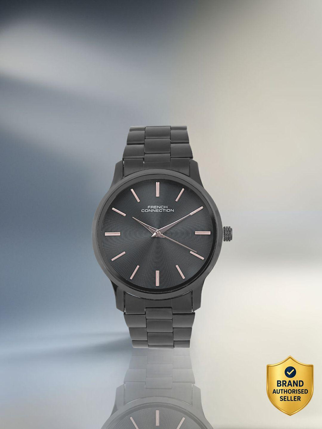 French Connection All-Black Stainless Steel Quartz Watch for Men