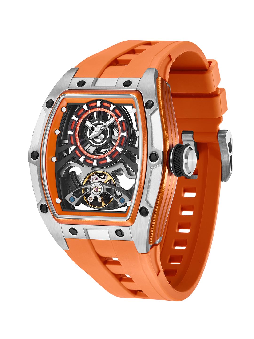 French Connection Limited Edition | Stealth Series | Skeleton Dial | Stainless Steel Case | Premium Silicone Strap | Aut