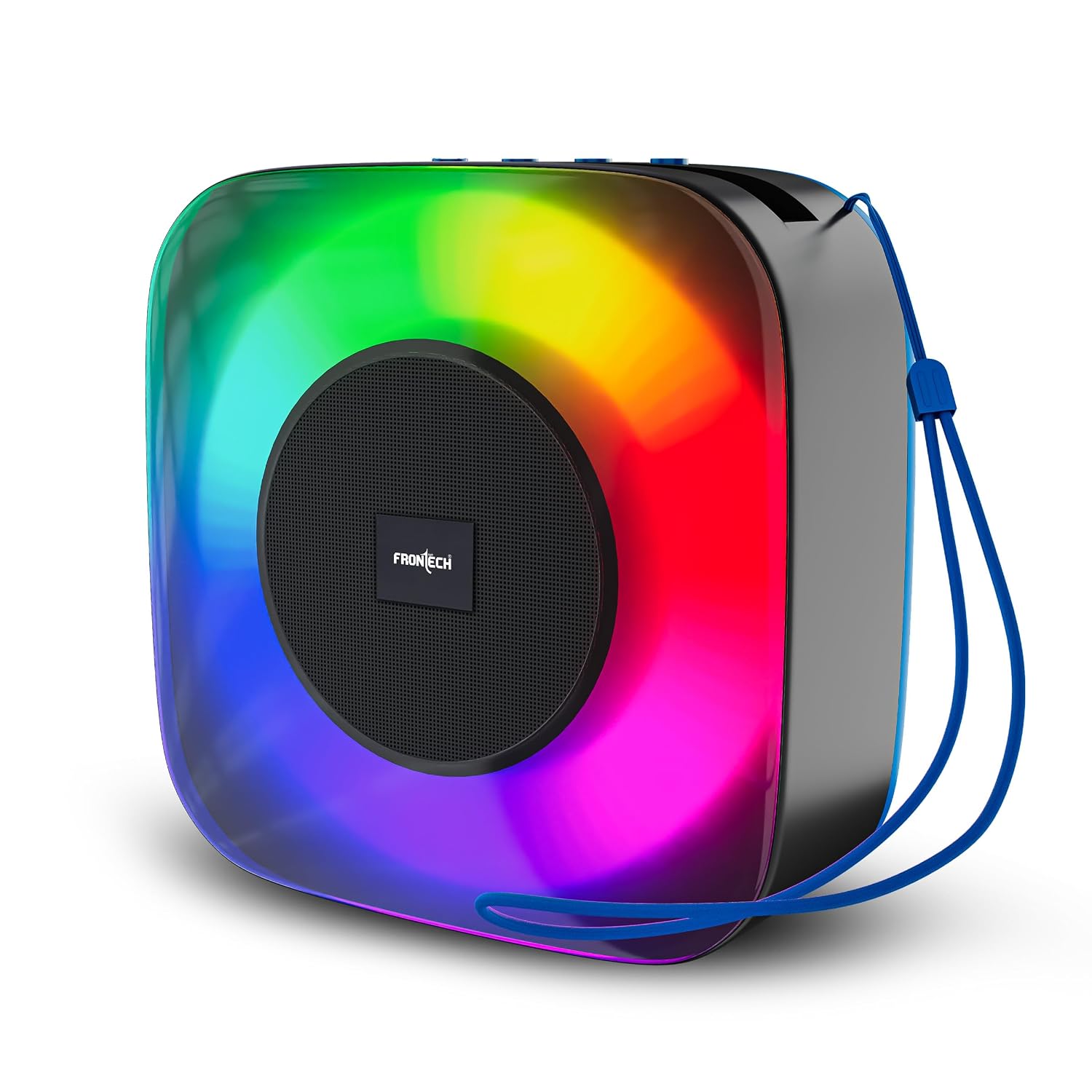 FRONTECH 15W Portable Wireless Multimedia Speaker with Bluetooth 5.3, FM, USB, TF Card, Mobile Holder, RGB LED Lights, 6