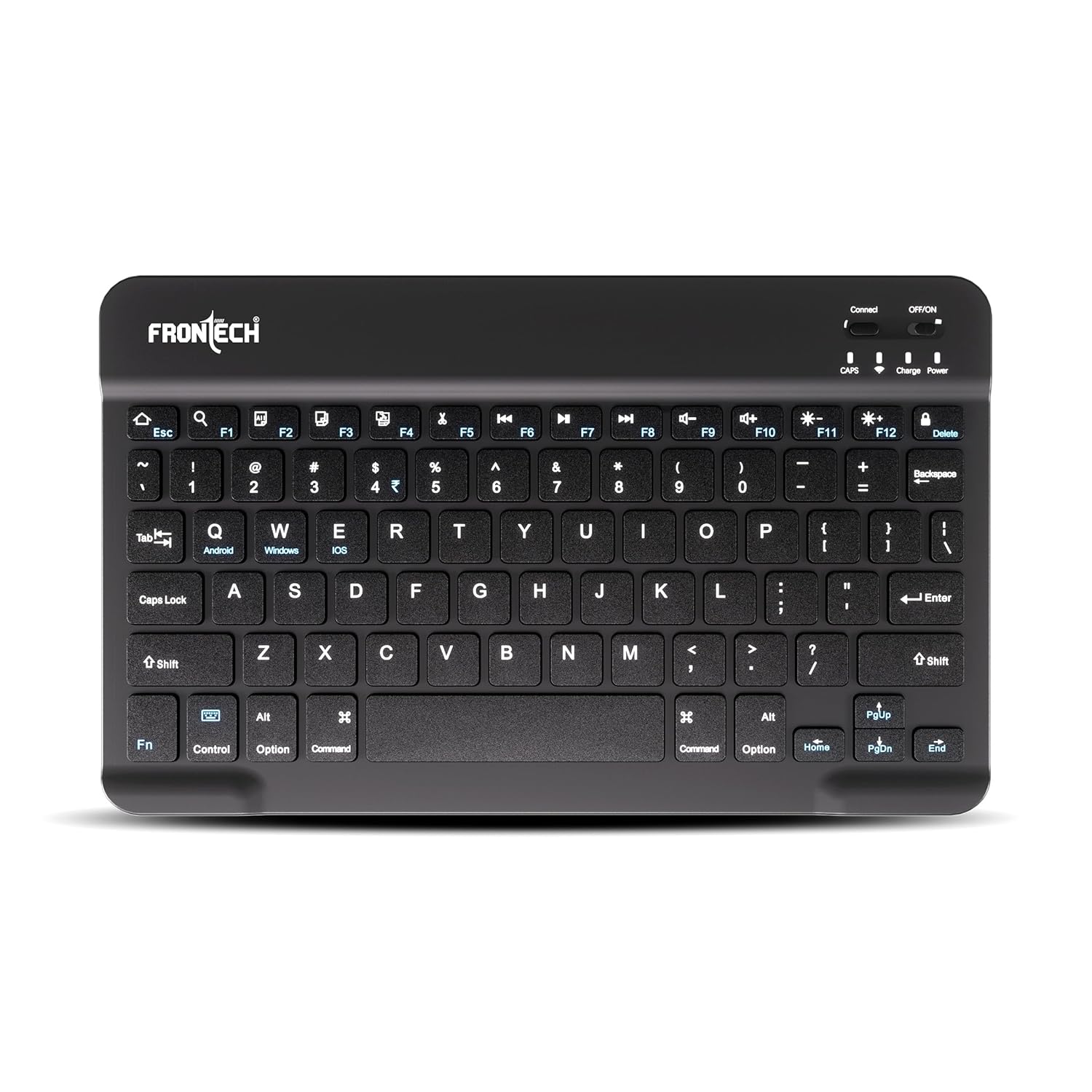 FRONTECH Ultra-Slim Wireless Mini Bluetooth Keyboard with 78 Keys, Rechargeable Battery, Compact Design for Windows/Mac/