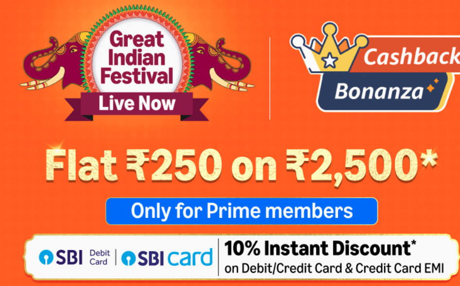 GET FLAT Rs. 250 BACK Min order: Rs. 2500 select categories