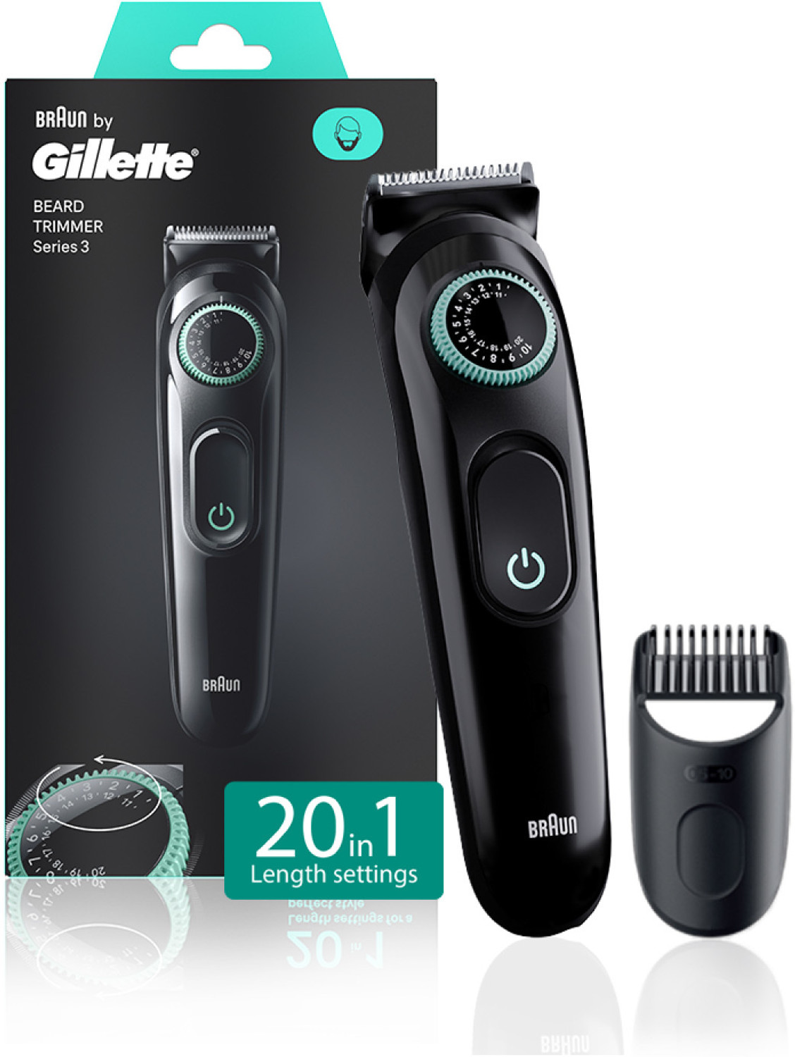 Gillette Trimmer BT 3 Series IN Trimmer 50 min Runtime 20 Length Settings (Black)