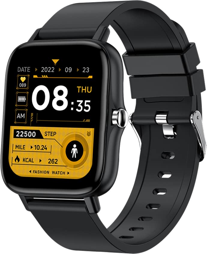 Giordano Connex Black Smart Watch with Bluetooth Voice Calling,1.7" IPS Display, Heart & SpO2 Monitoring,Multi-Sports Mo